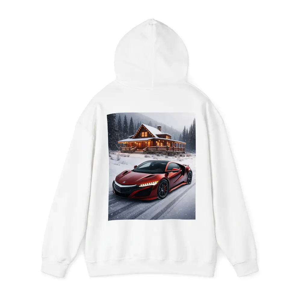 Acura NSX Red Supercar Snowy Winter Cabin – Hoodies