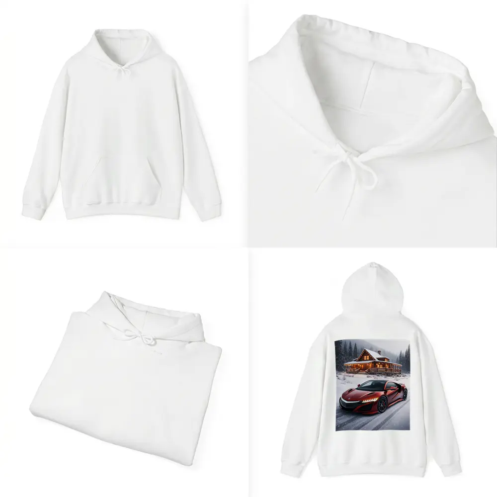 Acura NSX Red Supercar Snowy Winter Cabin – Hoodies