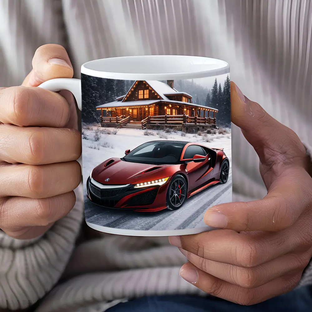 Acura NSX Red Supercar Snowy Winter Cabin – Mugs