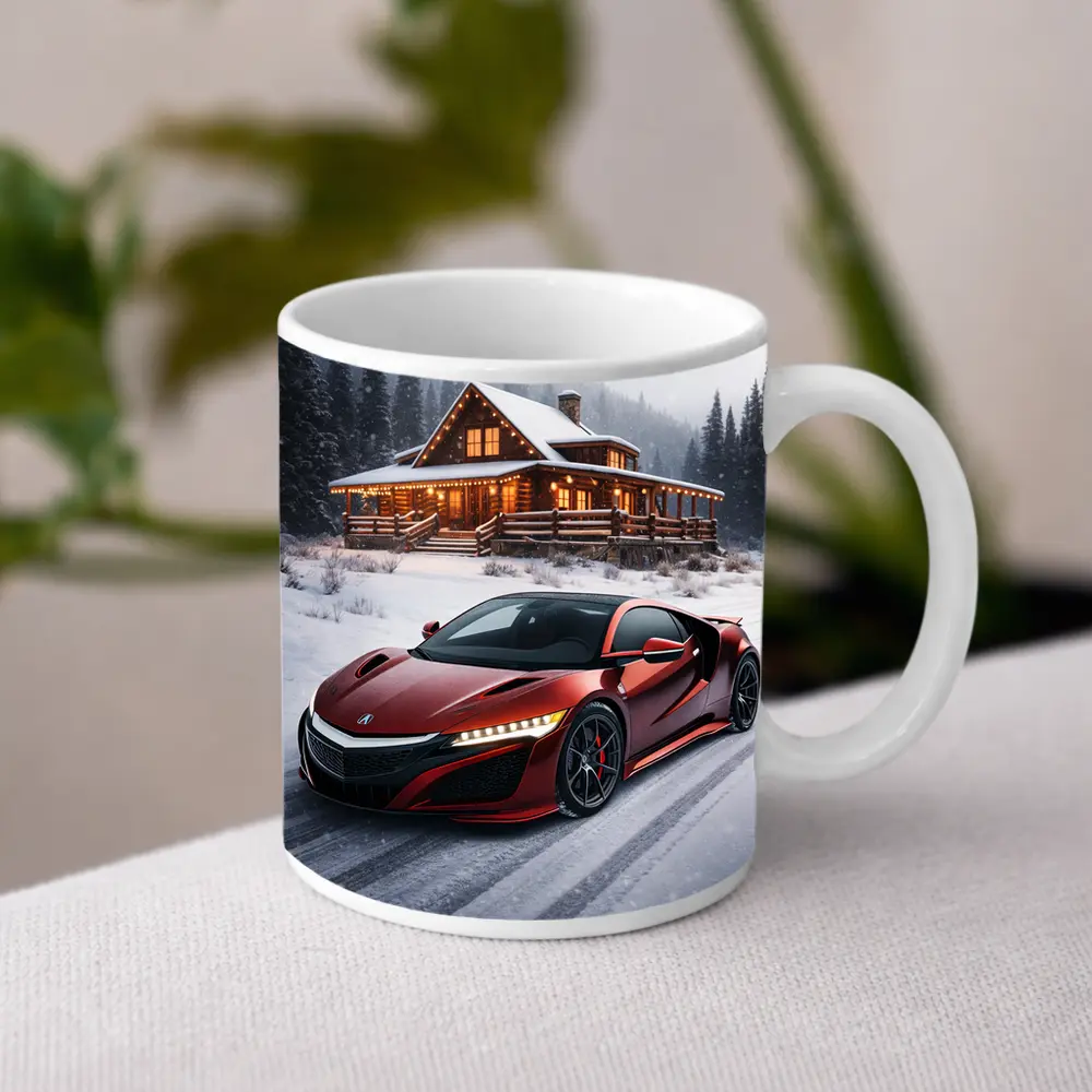 Acura NSX Red Supercar Snowy Winter Cabin – Mugs