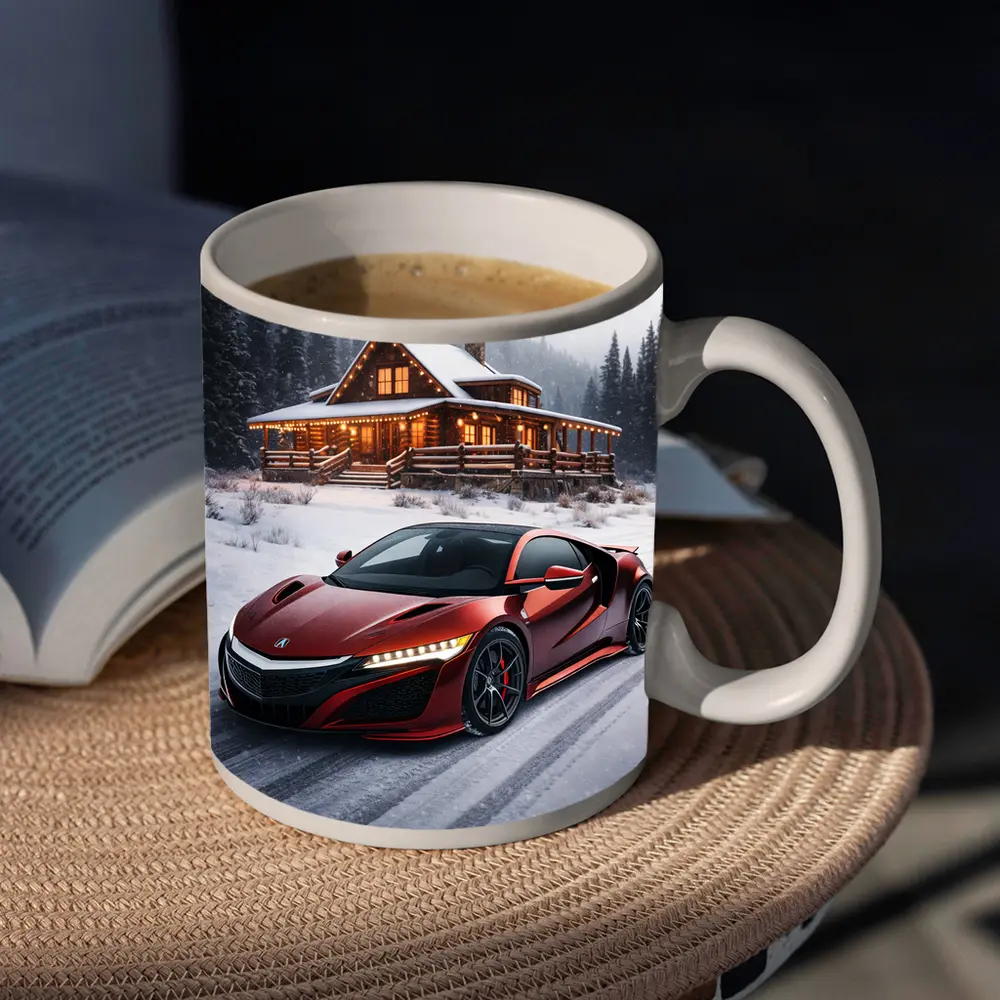 Acura NSX Red Supercar Snowy Winter Cabin – Mugs