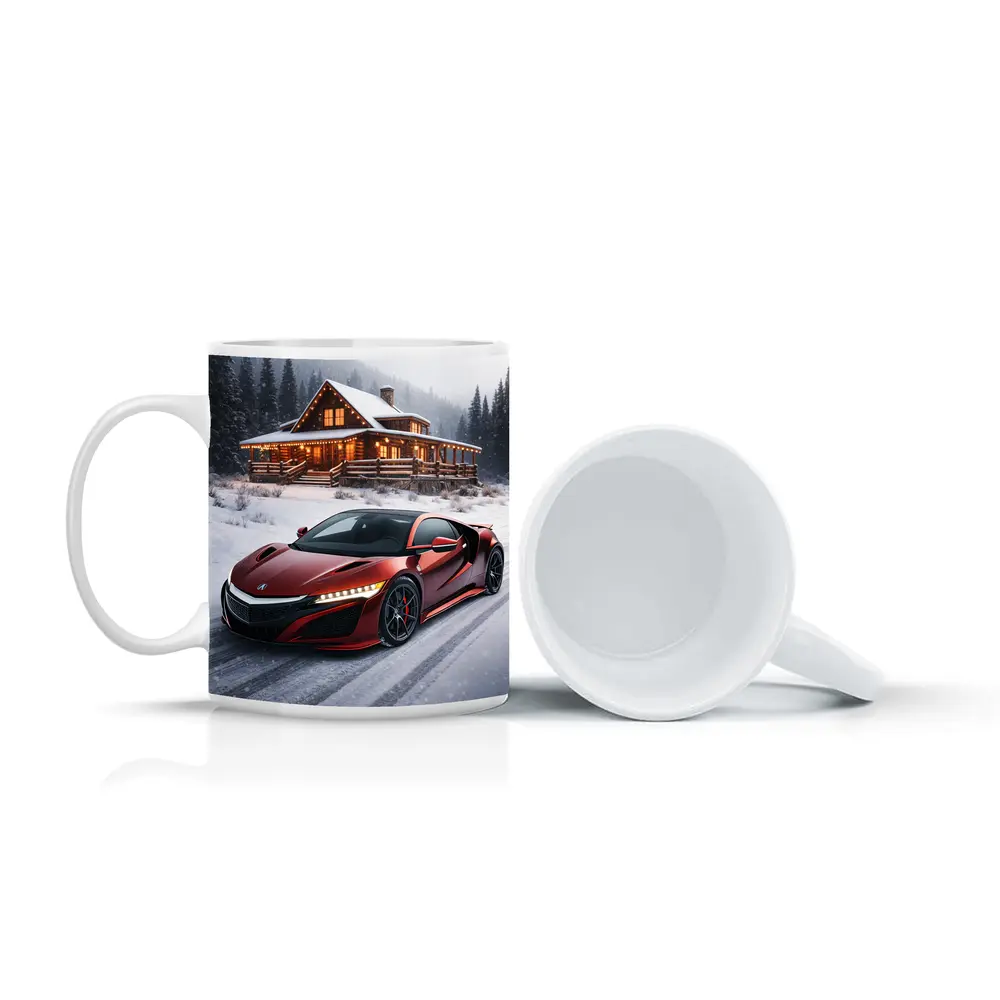 Acura NSX Red Supercar Snowy Winter Cabin – Mugs