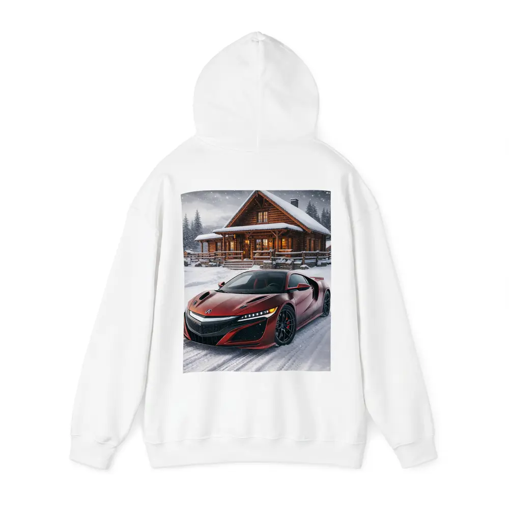 Acura NSX Red Supercar Snowy Cabin – Hoodies