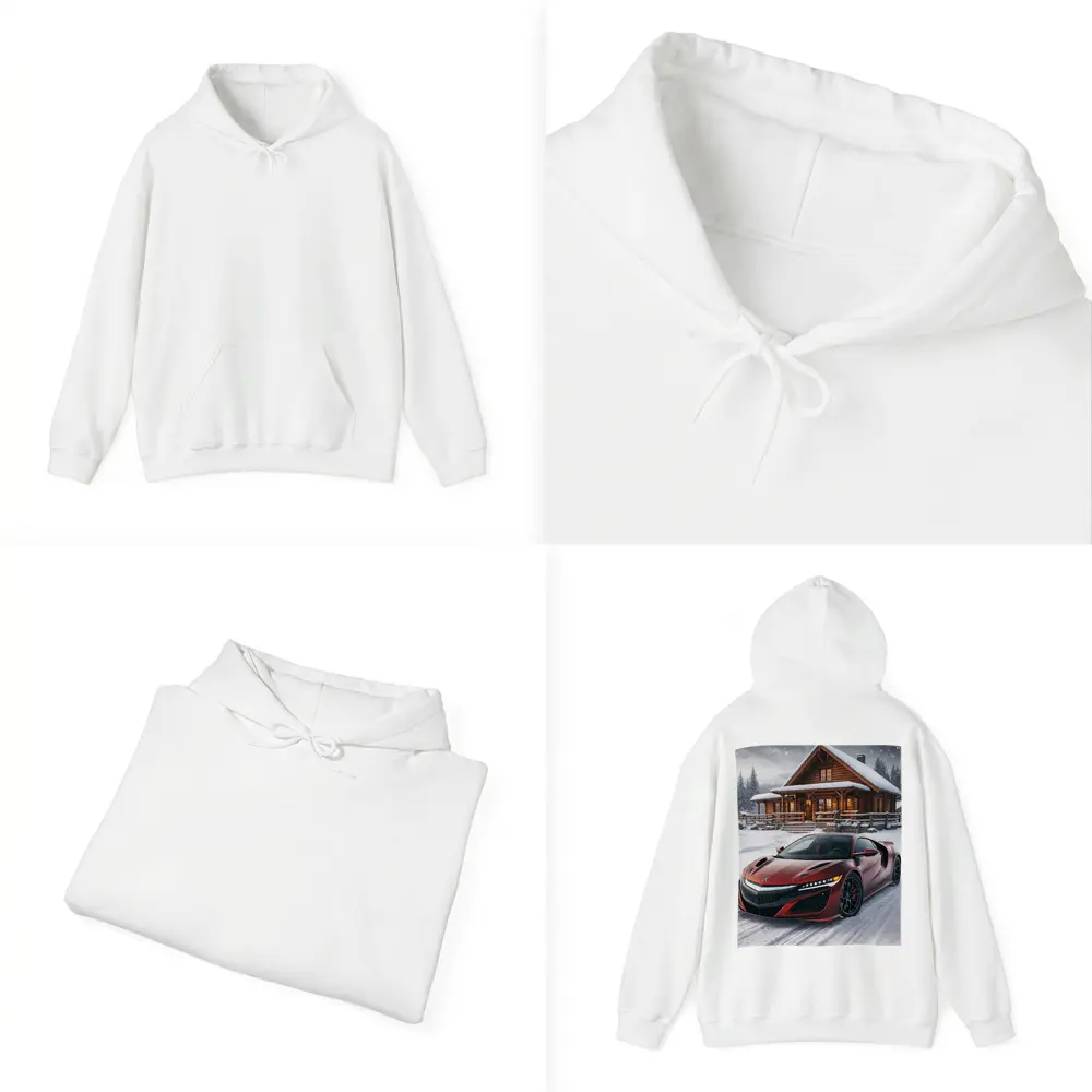 Acura NSX Red Supercar Snowy Cabin – Hoodies