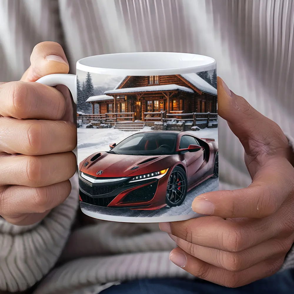 Acura NSX Red Supercar Snowy Cabin – Mugs