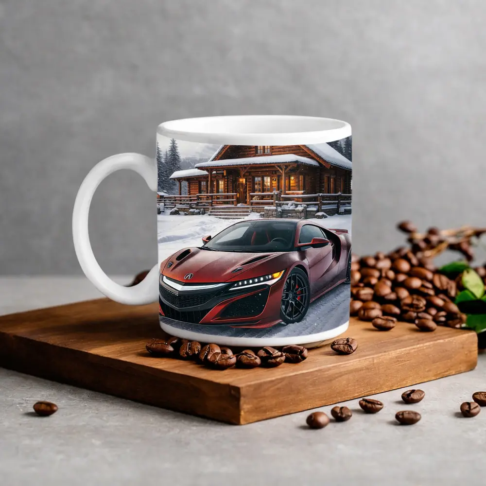Acura NSX Red Supercar Snowy Cabin – Mugs