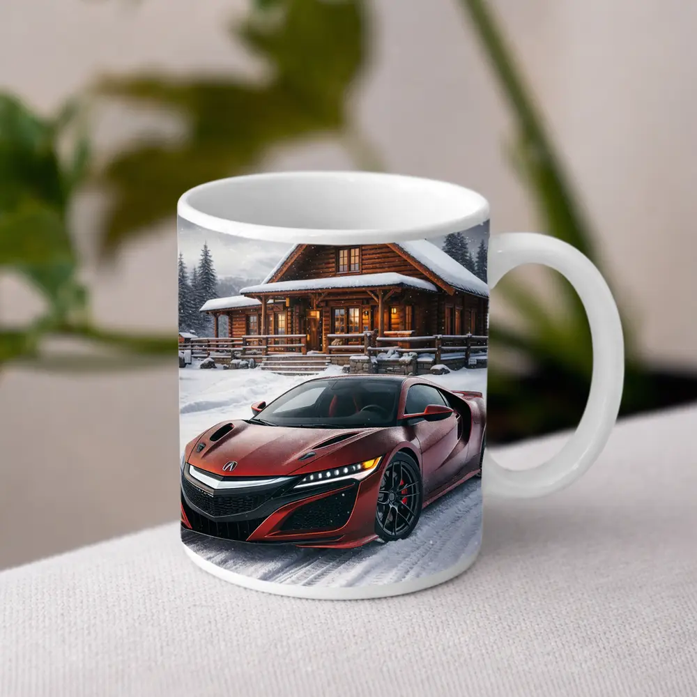 Acura NSX Red Supercar Snowy Cabin – Mugs