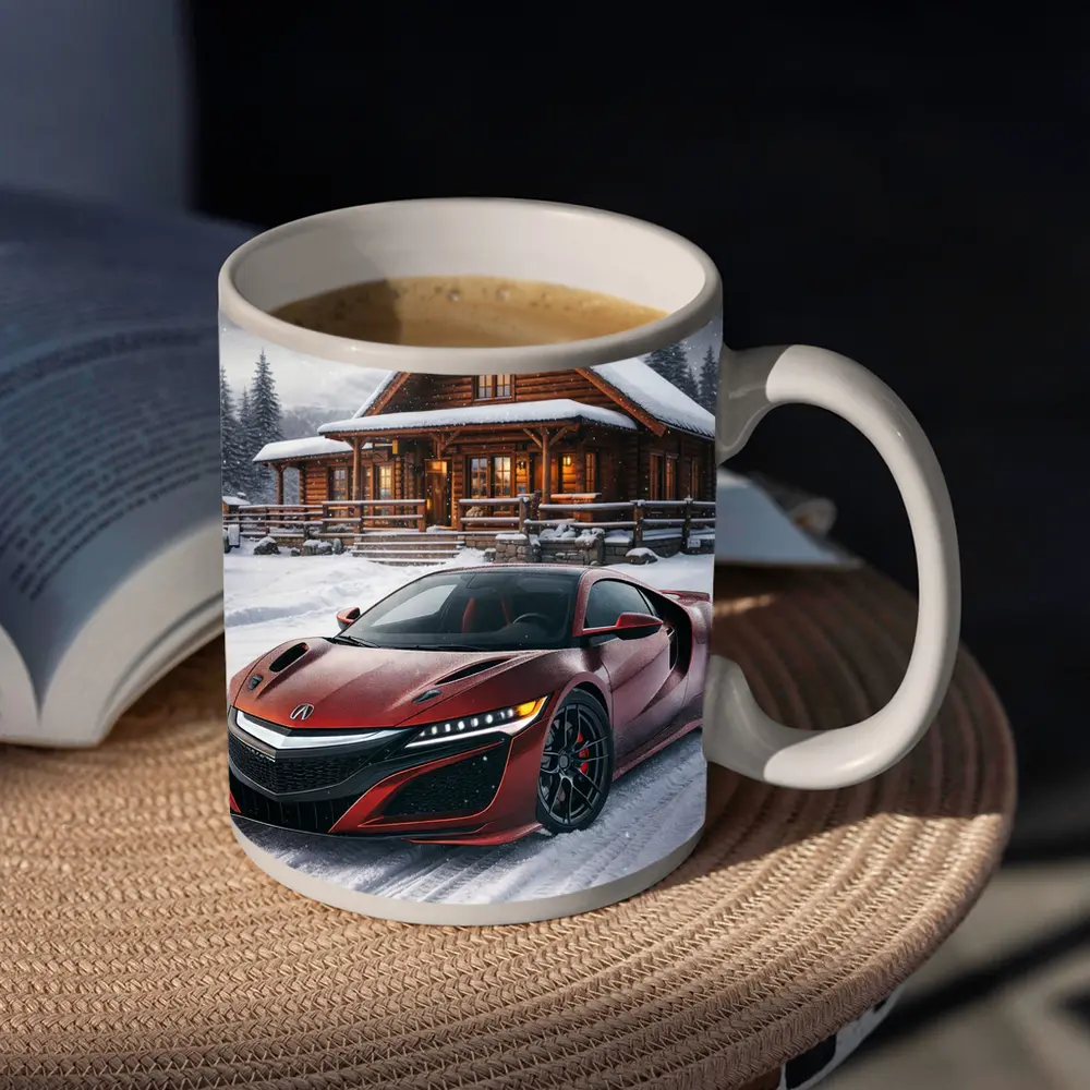 Acura NSX Red Supercar Snowy Cabin – Mugs