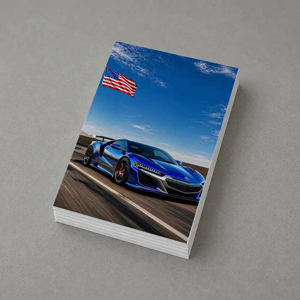 Acura NSX Blue Speed American Flag Highway – Postcards