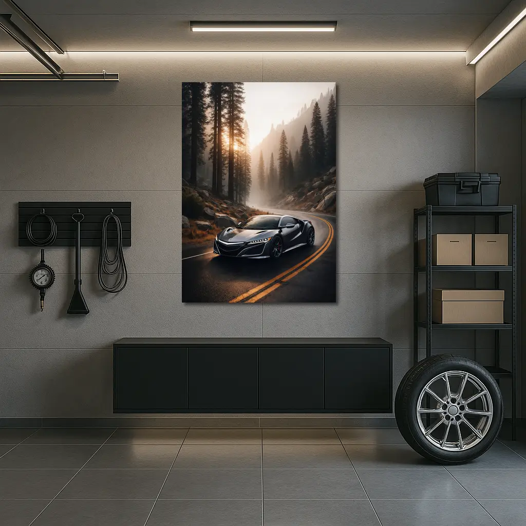 Acura NSX on Misty Forest Road – Wall Art