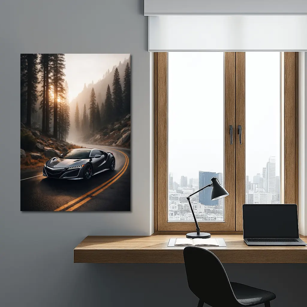 Acura NSX on Misty Forest Road – Wall Art