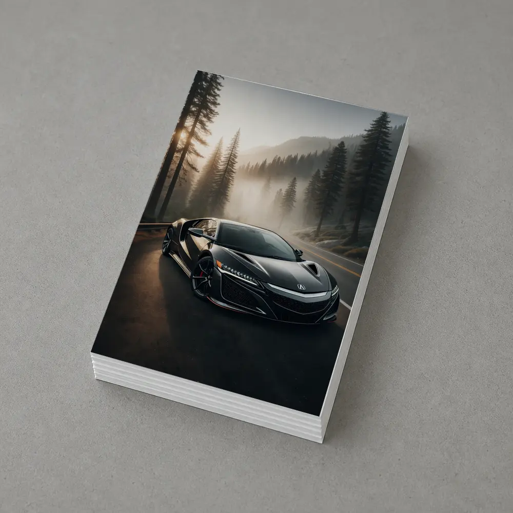 Acura NSX Black Sports Car Misty Forest – Postcards