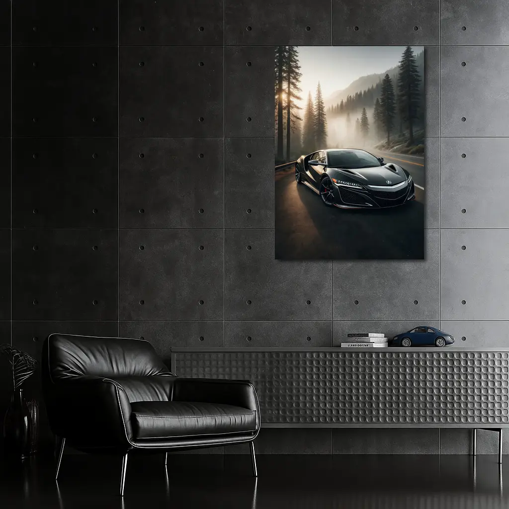 Acura NSX Black Sports Car Misty Forest – Wall Art