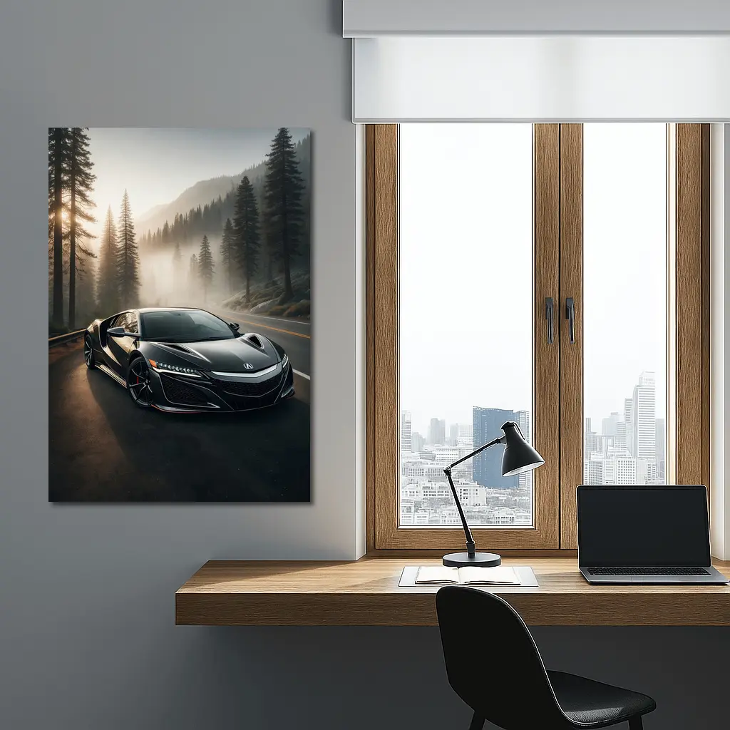 Acura NSX Black Sports Car Misty Forest – Wall Art