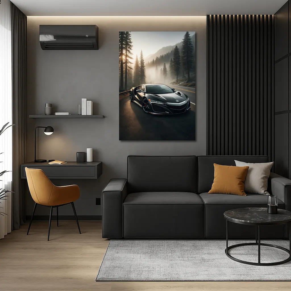 Acura NSX Black Sports Car Misty Forest – Wall Art