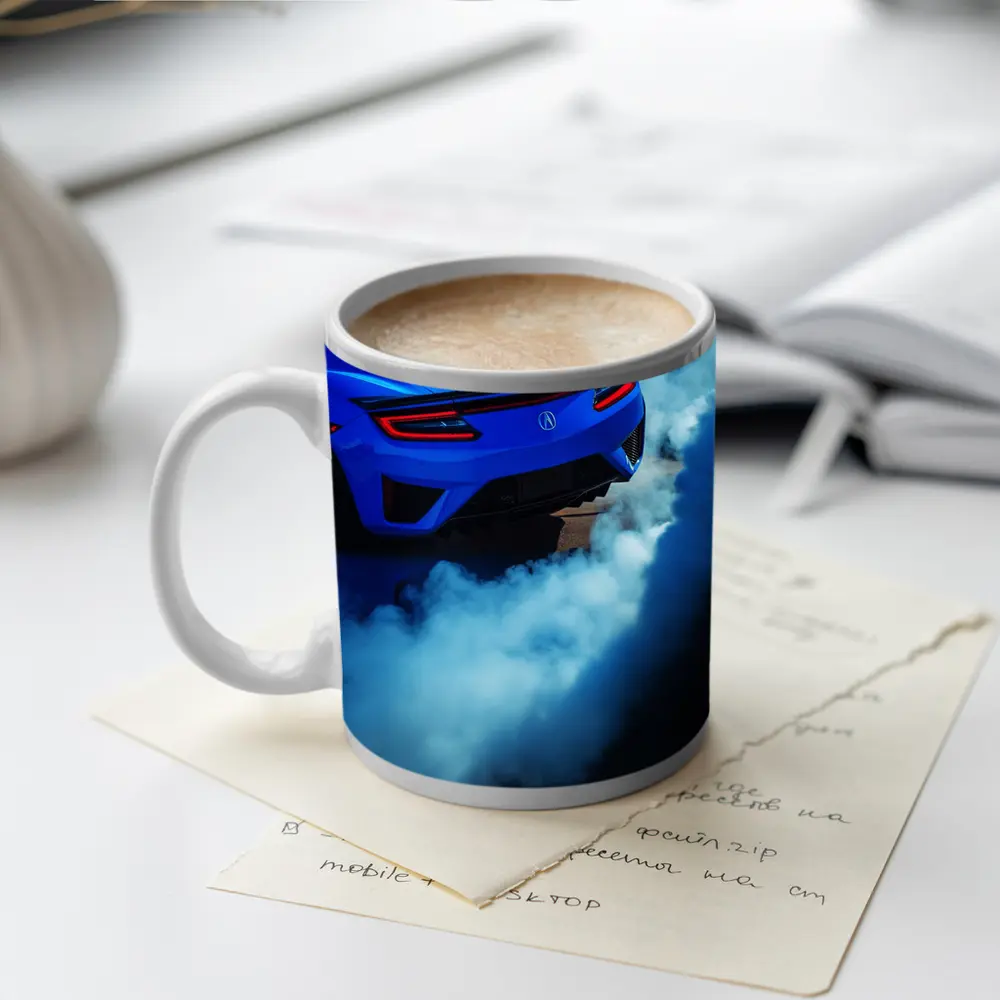 Acura NSX Blue Supercar Burnout Smoke – Mugs