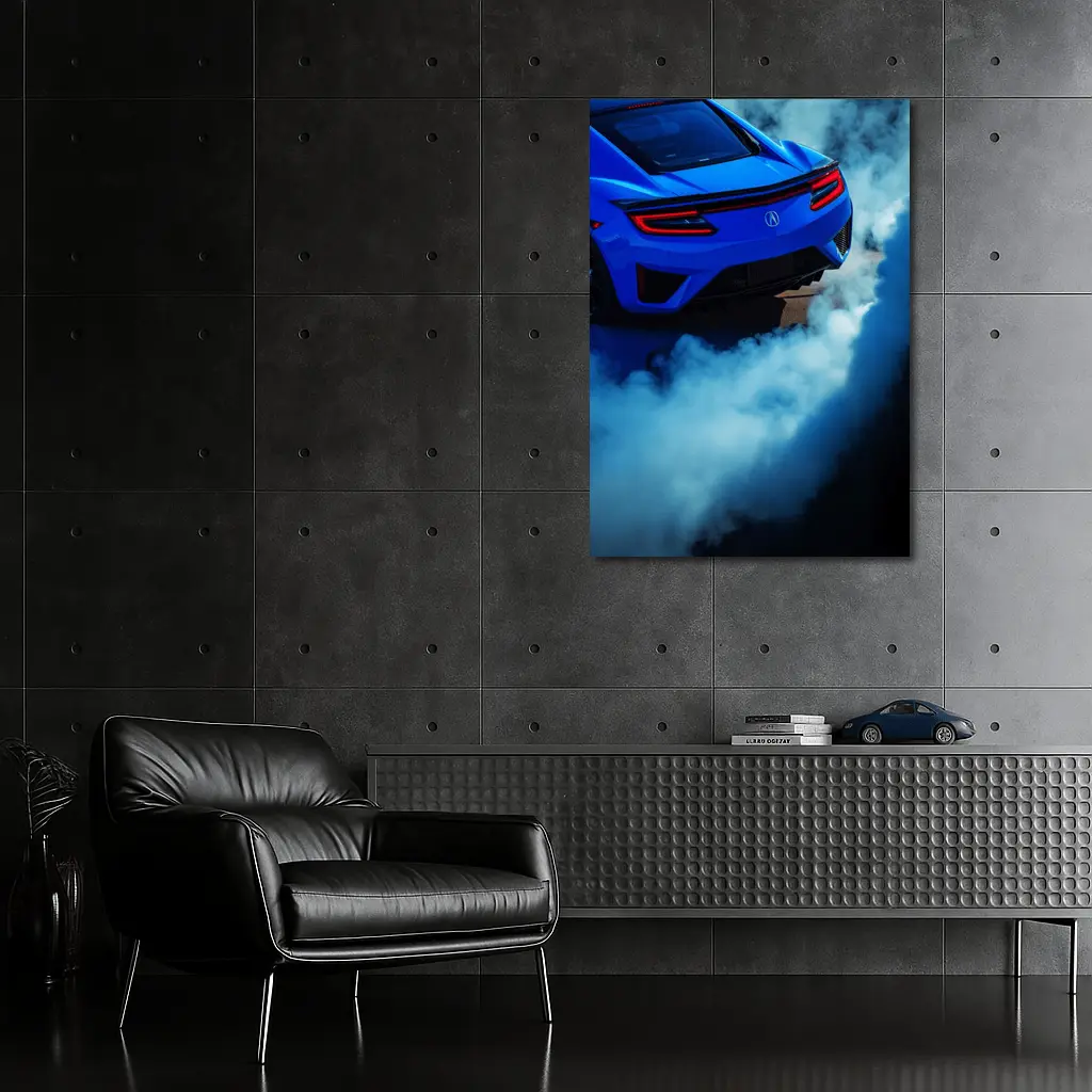Acura NSX Blue Supercar Burnout Smoke – Wall Art