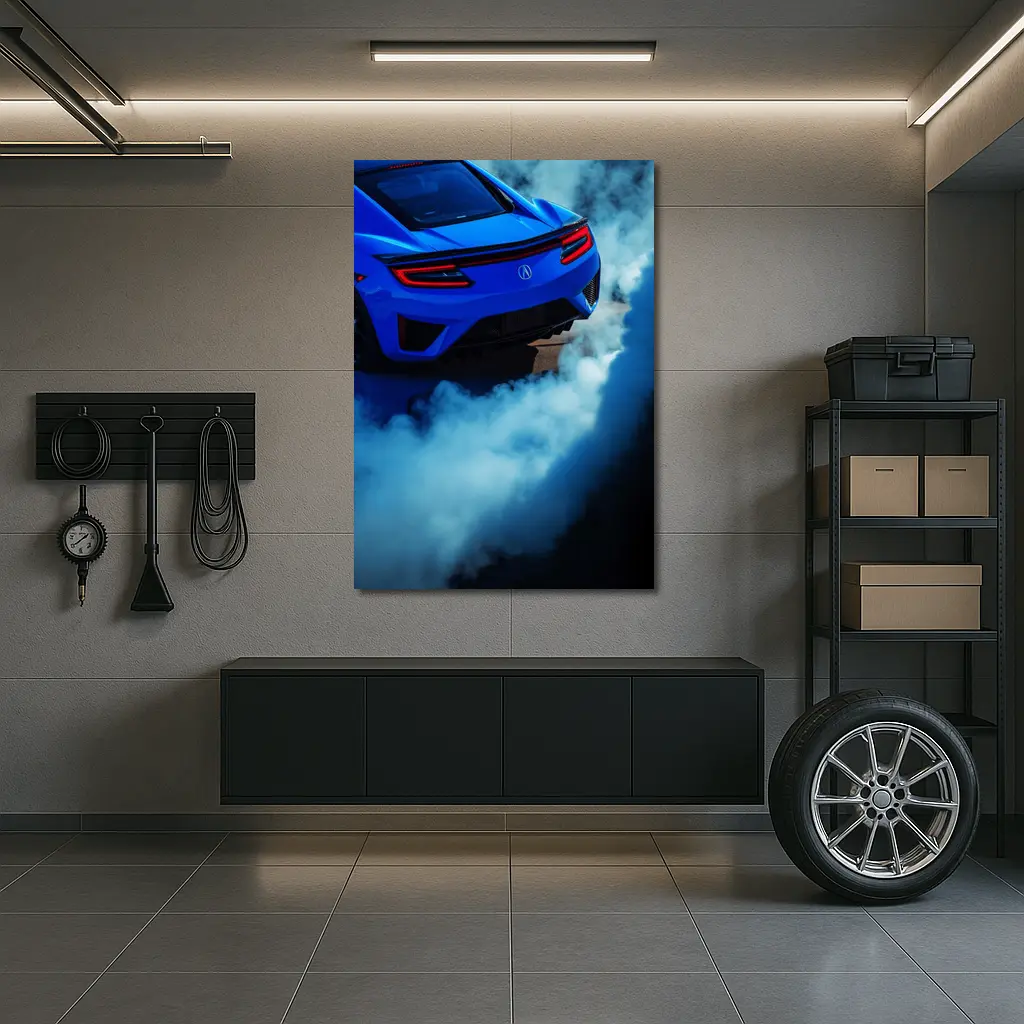 Acura NSX Blue Supercar Burnout Smoke – Wall Art