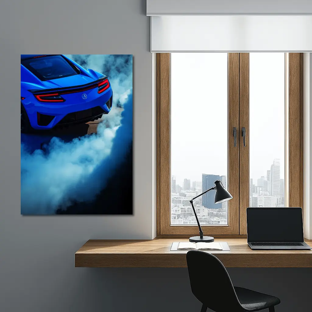 Acura NSX Blue Supercar Burnout Smoke – Wall Art