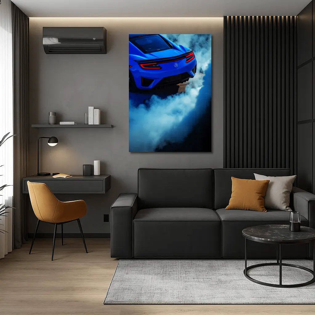 Acura NSX Blue Supercar Burnout Smoke – Wall Art