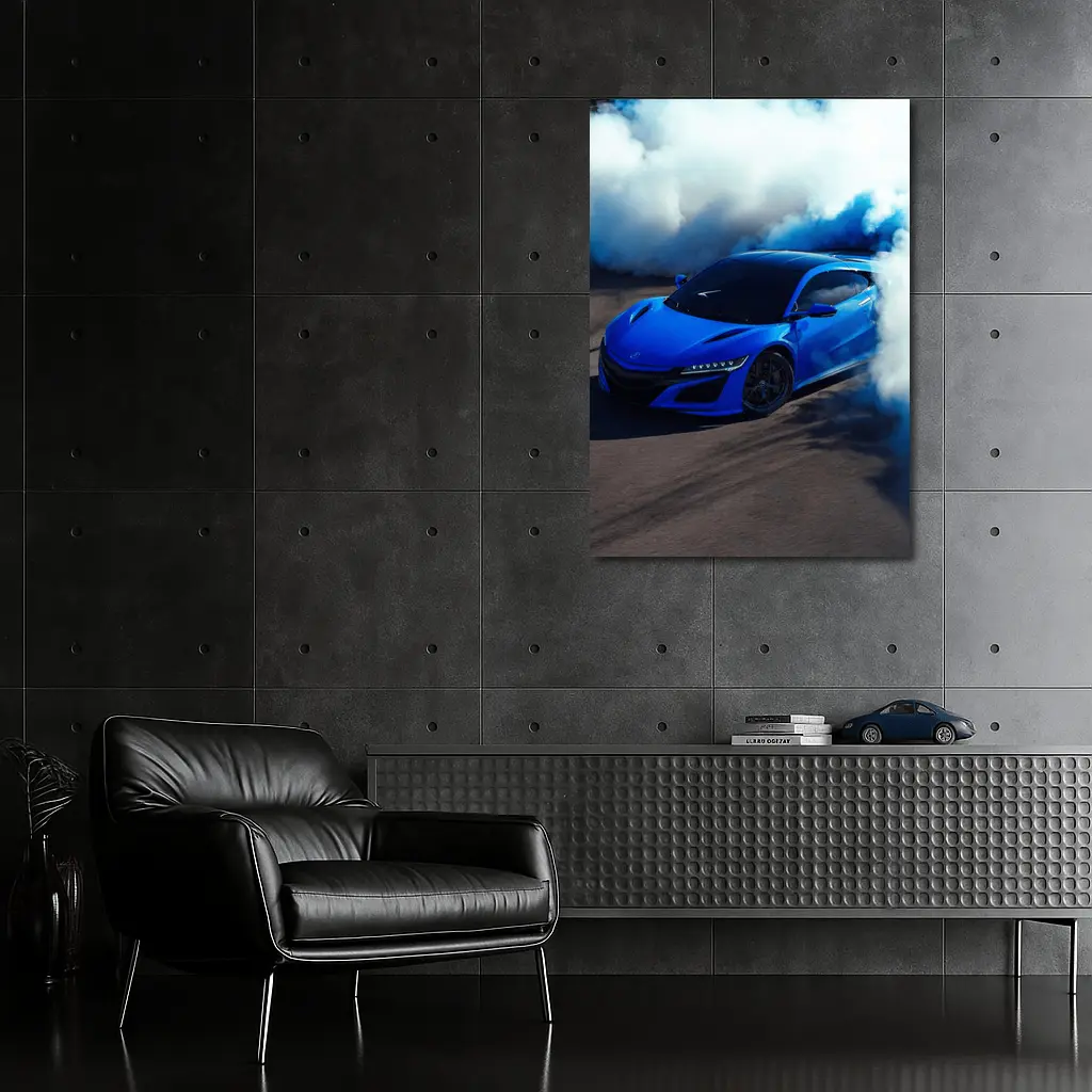 Acura NSX Blue Supercar Smoke Burnout – Wall Art