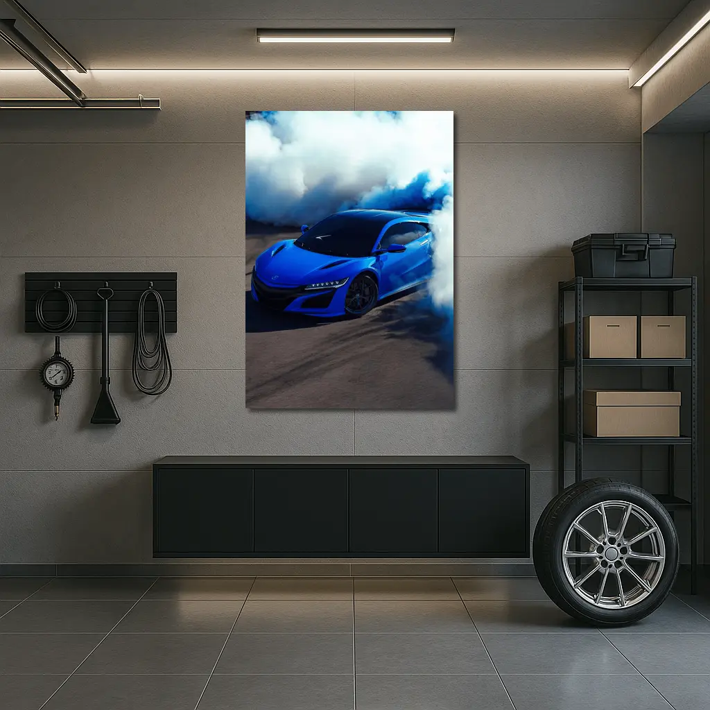 Acura NSX Blue Supercar Smoke Burnout – Wall Art