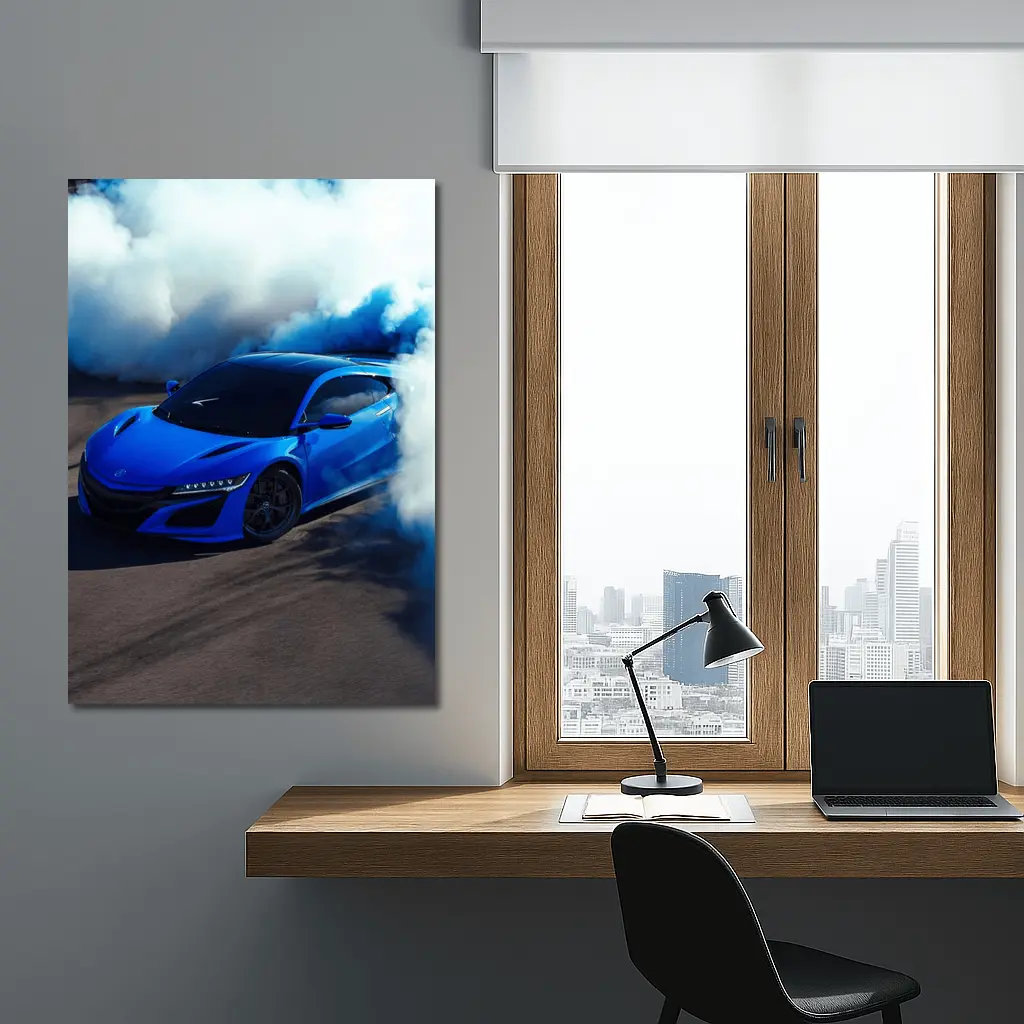 Acura NSX Blue Supercar Smoke Burnout – Wall Art
