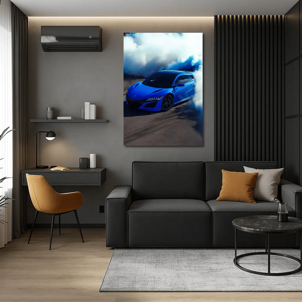 Acura NSX Blue Supercar Smoke Burnout – Wall Art