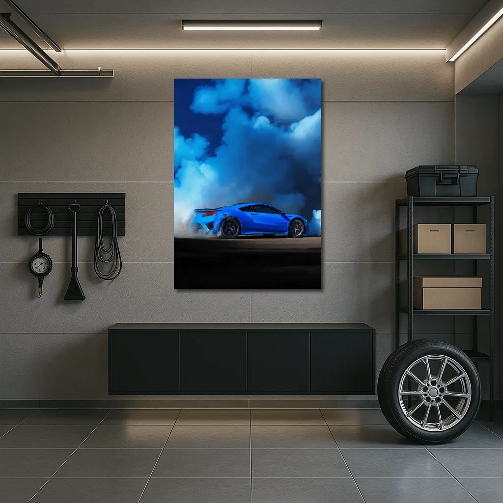 Acura NSX Blue Smoke Track Burnout – Wall Art