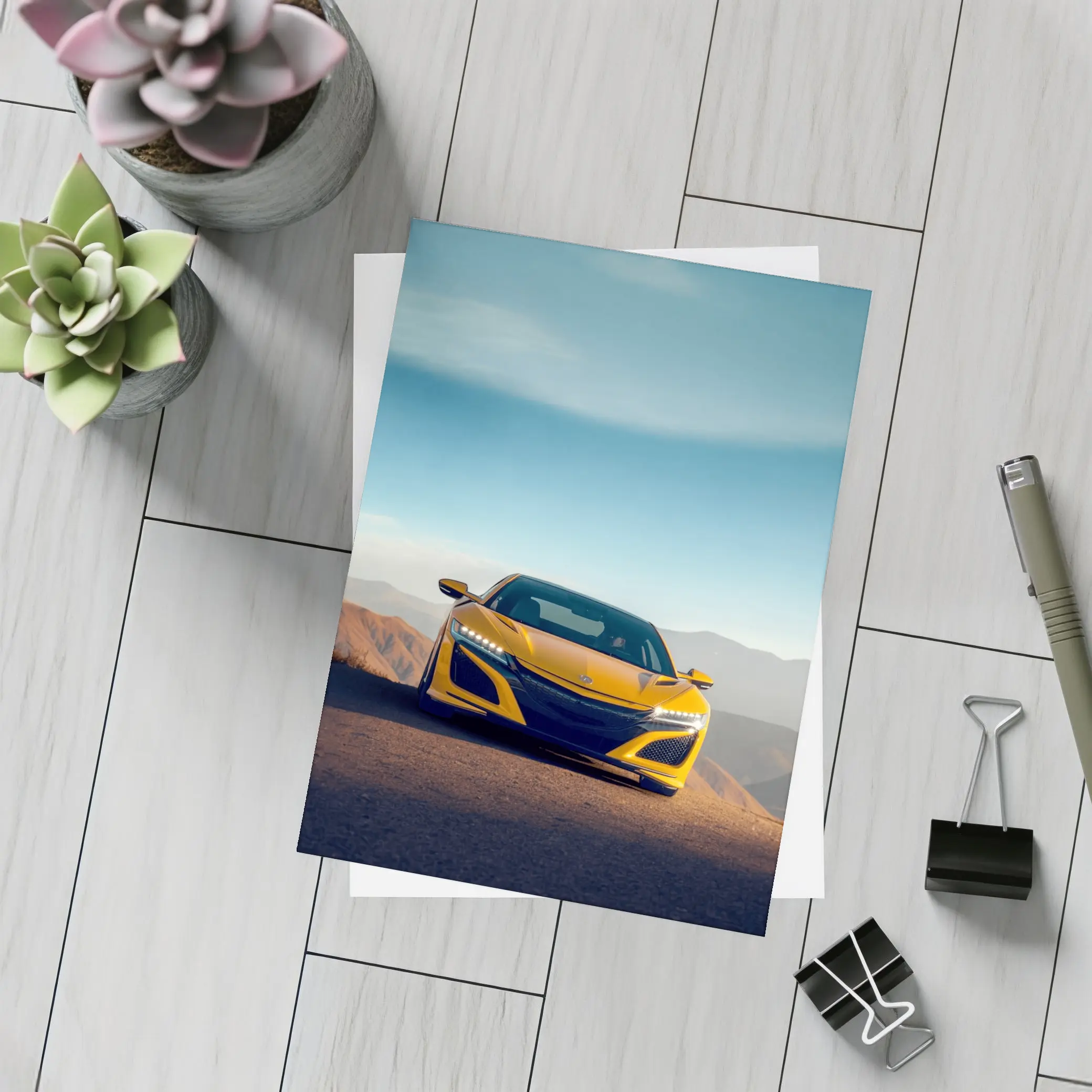 Acura NSX Yellow Sports Car Mountain Road – Postcards