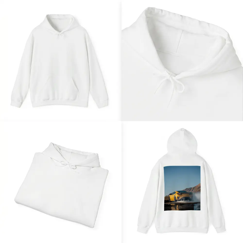 Acura NSX Yellow Burnout Mountain Backdrop – Hoodies