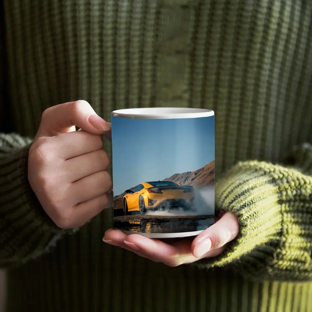 Acura NSX Yellow Burnout Mountain Backdrop – Mugs