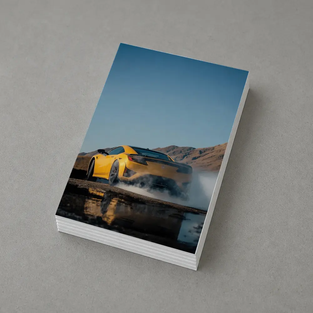 Acura NSX Yellow Burnout Mountain Backdrop – Postcards