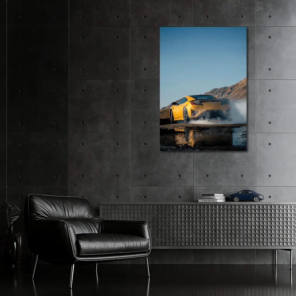 Acura NSX Yellow Burnout Mountain Backdrop – Wall Art