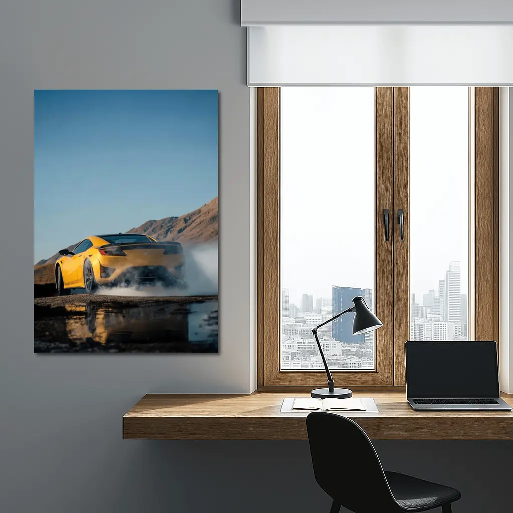 Acura NSX Yellow Burnout Mountain Backdrop – Wall Art