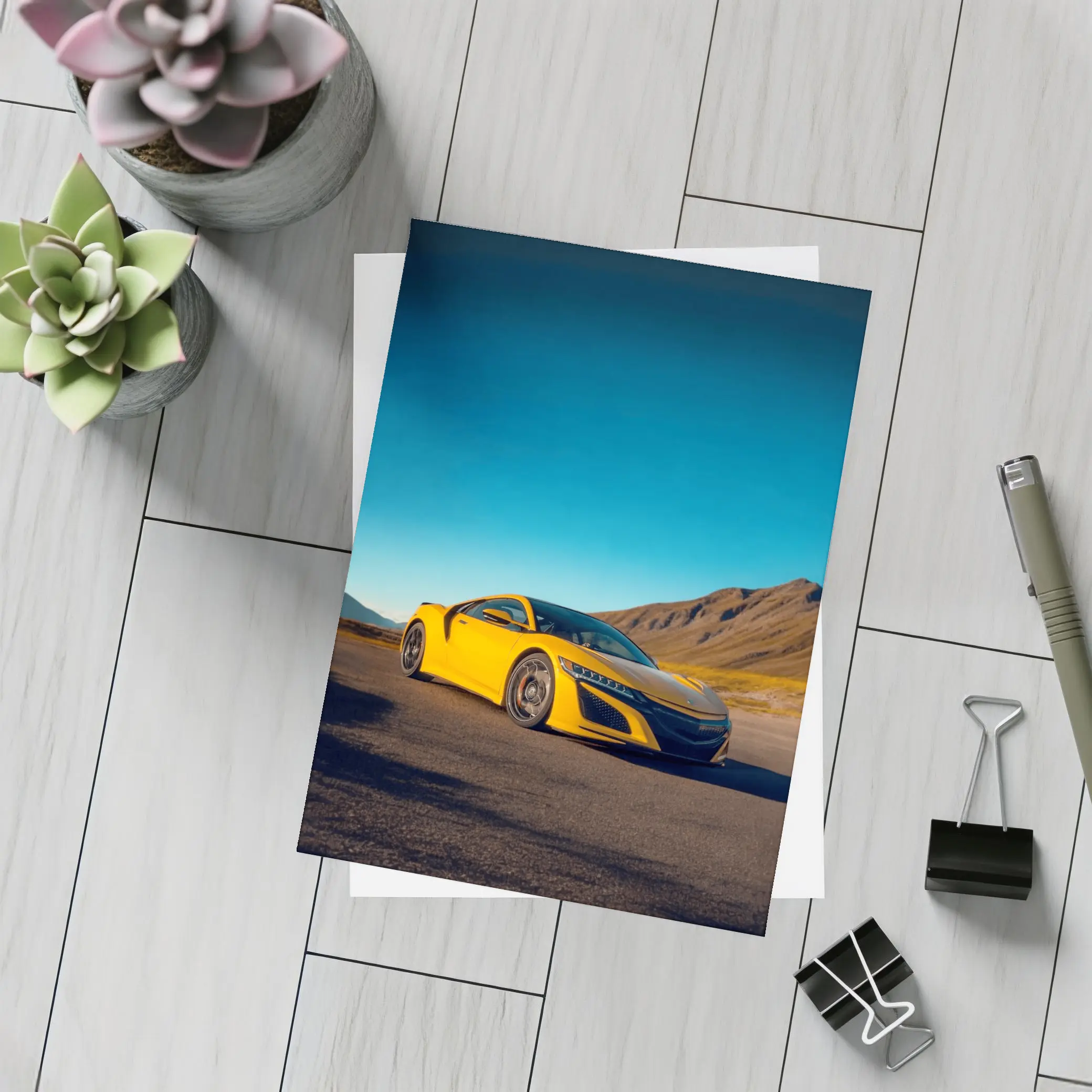 Yellow Acura NSX Mountain Desert Road – Postcards