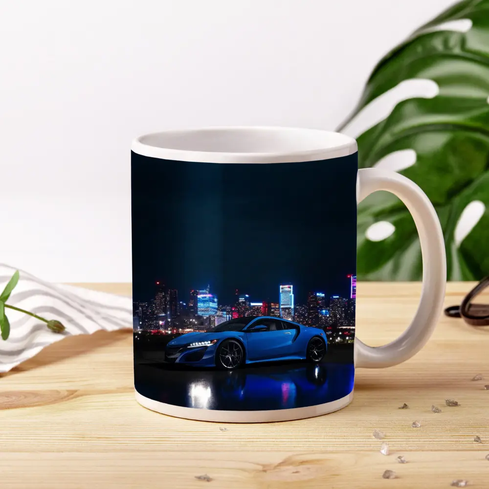 Acura NSX Blue Supercar Night City Skyline – Mugs
