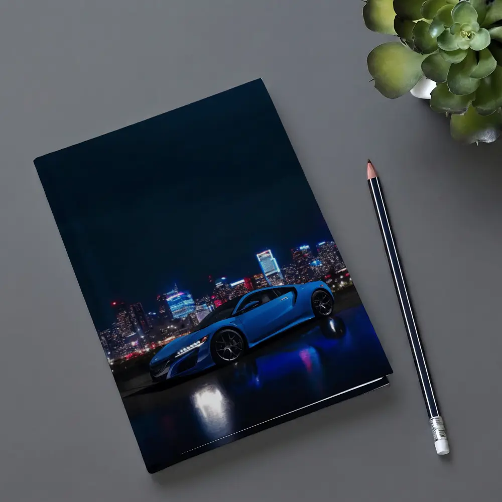 Acura NSX Blue Supercar Night City Skyline – Notebooks