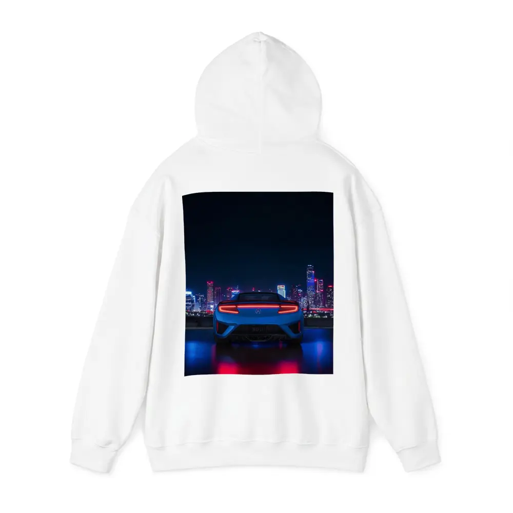 Acura NSX Blue Rear Night City Skyline – Hoodies