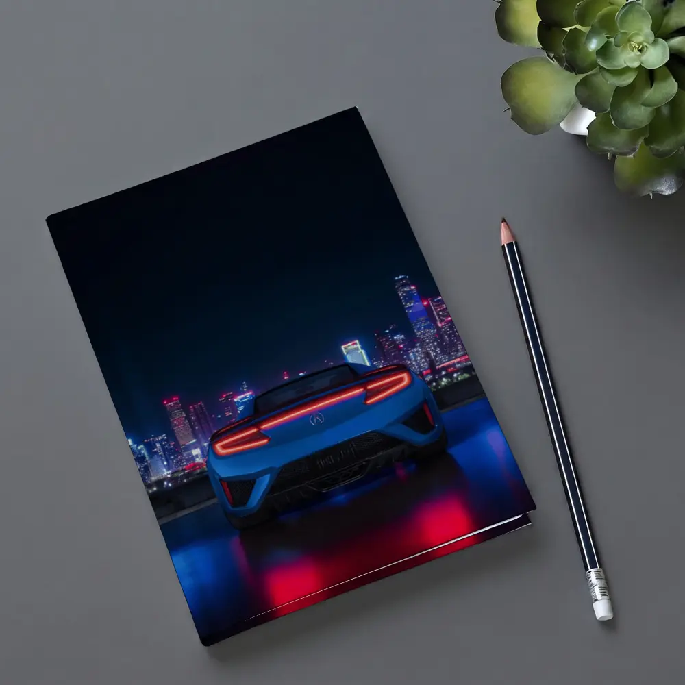 Acura NSX Blue Rear Night City Skyline – Notebooks