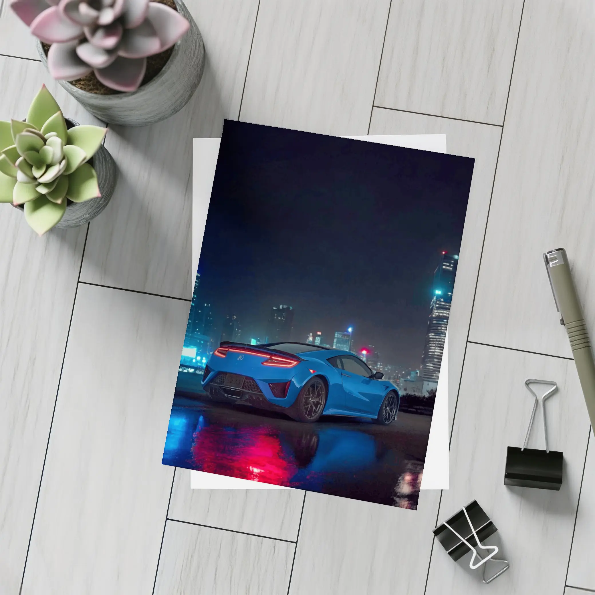 Acura NSX Blue Supercar Night City – Postcards