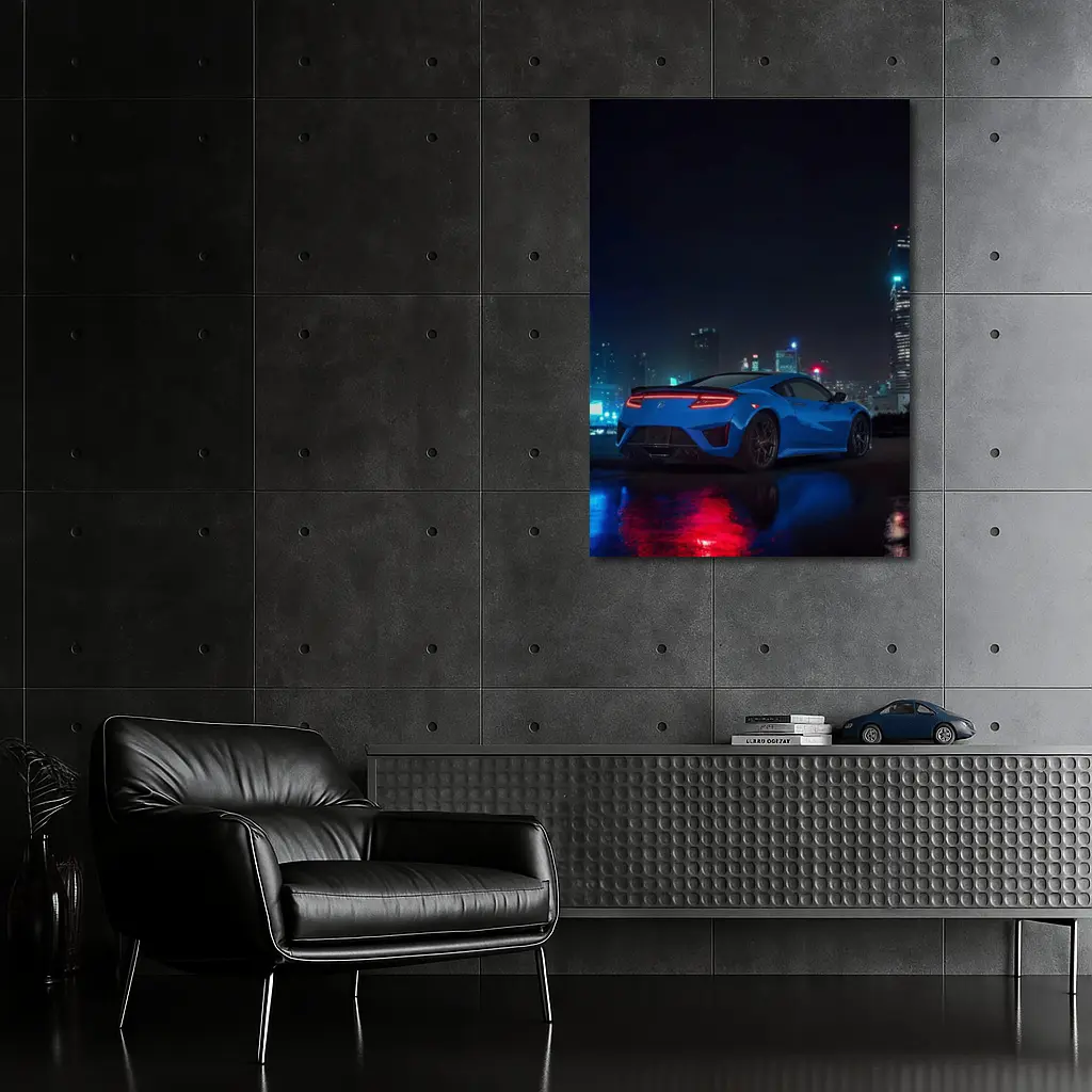 Acura NSX Blue Supercar Night City – Wall Art