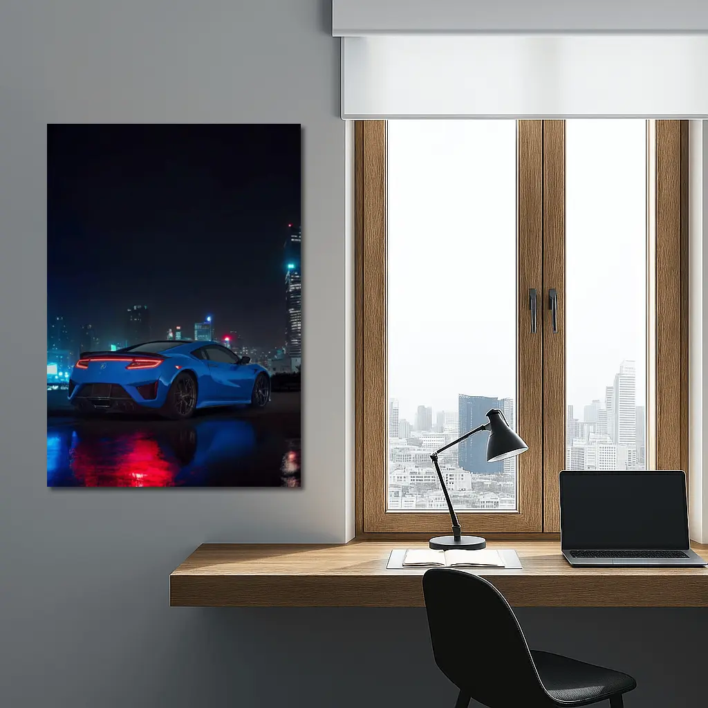 Acura NSX Blue Supercar Night City – Wall Art
