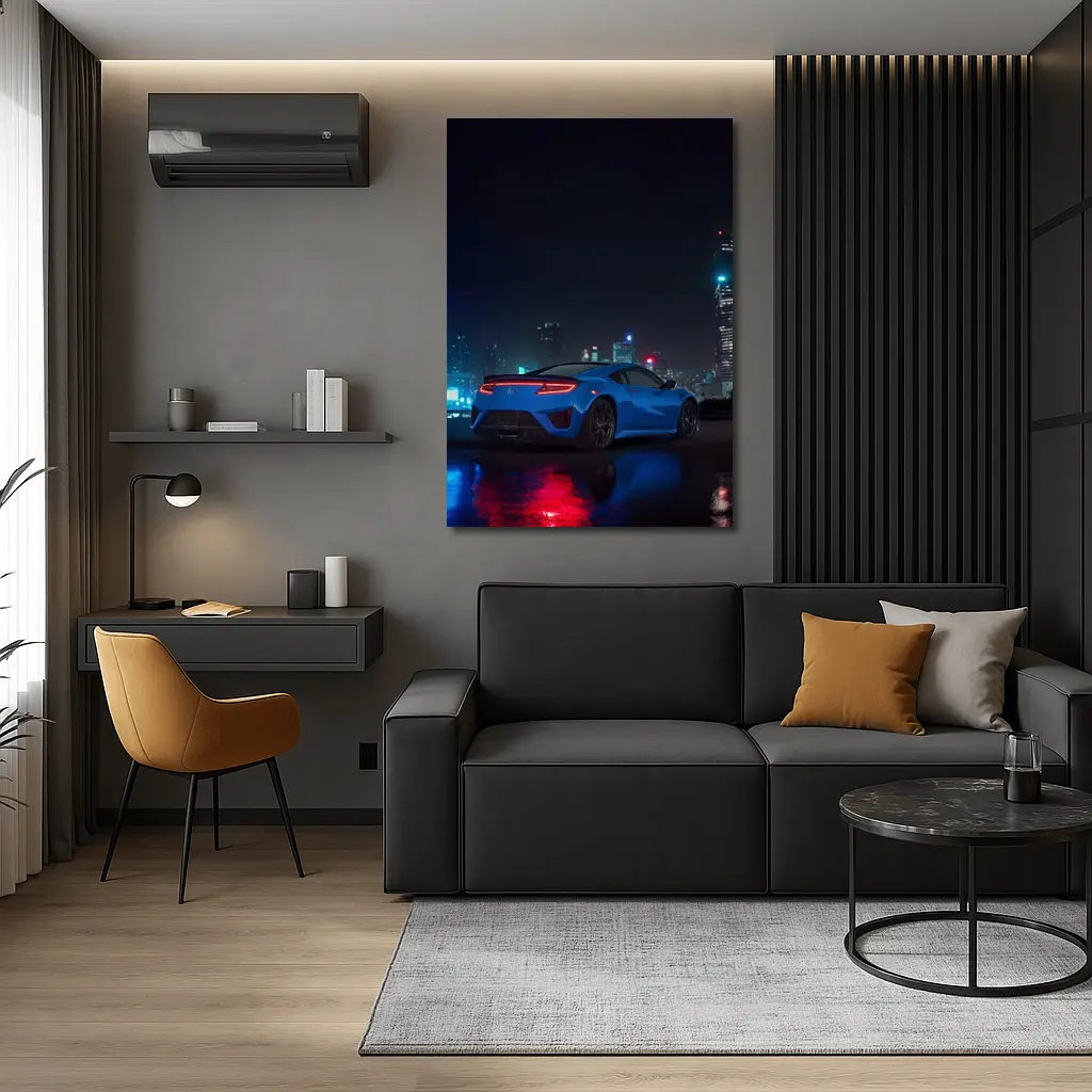 Acura NSX Blue Supercar Night City – Wall Art