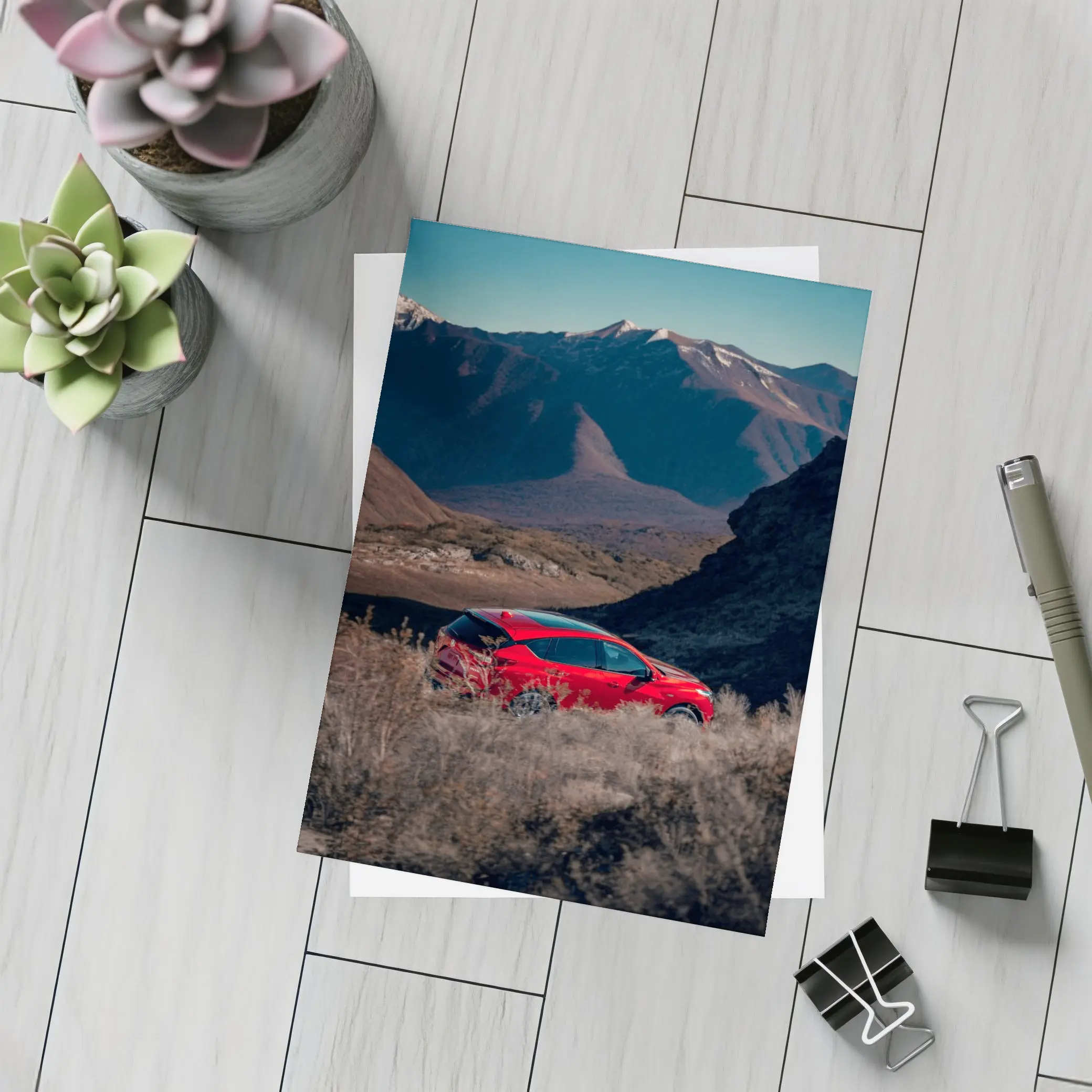 Acura RDX Red SUV Mountain Landscape – Postcards