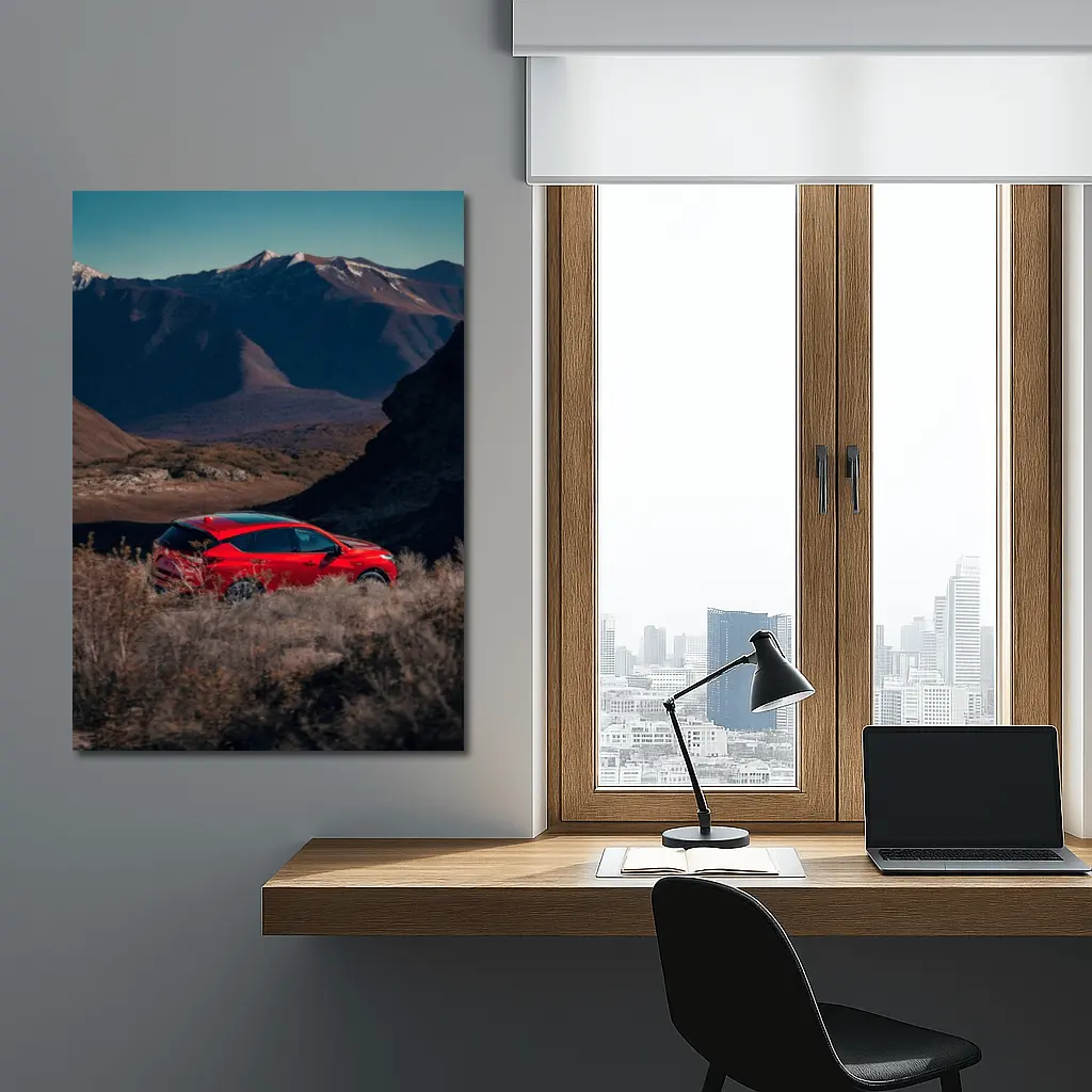 Acura RDX Red SUV Mountain Landscape – Wall Art