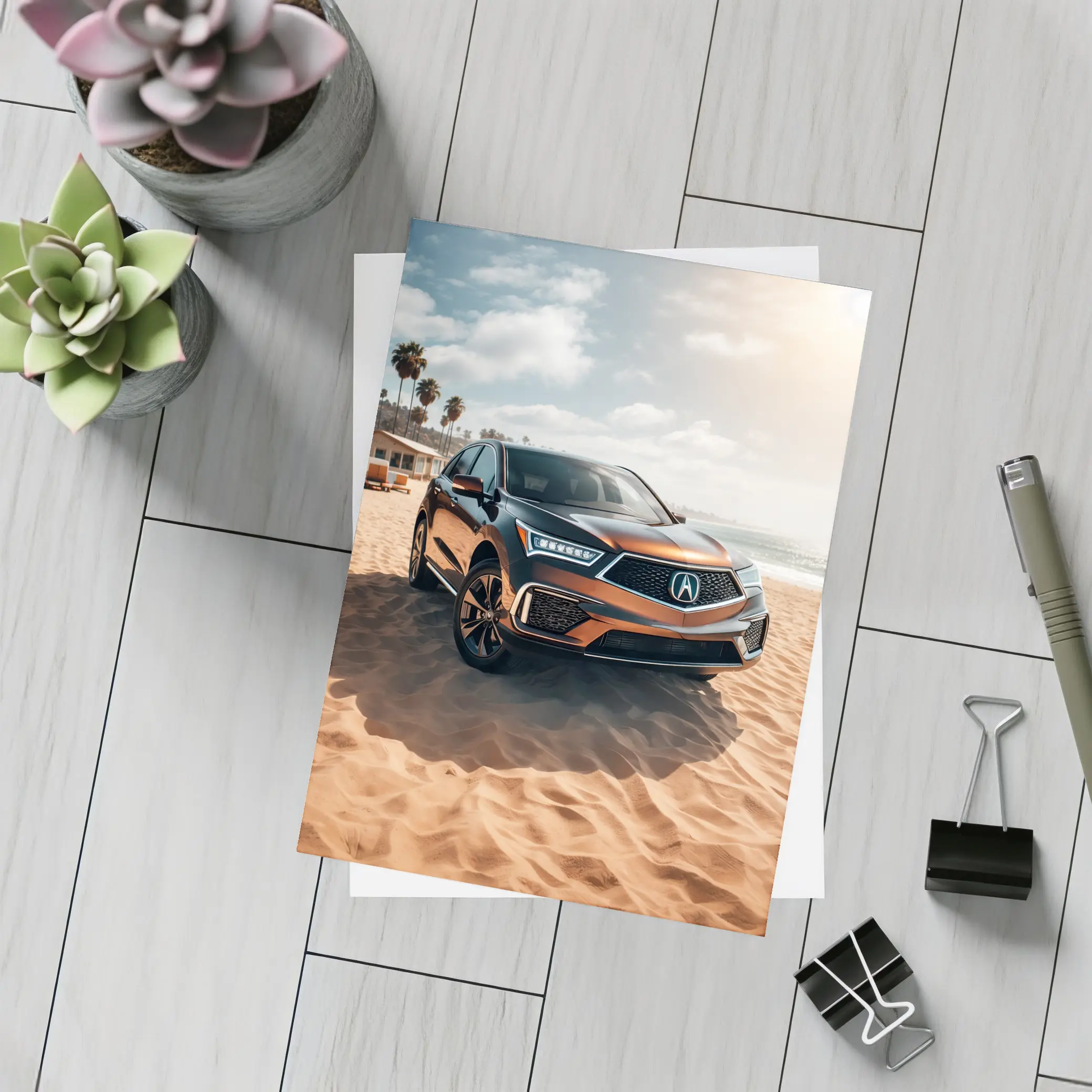 Acura RDX Parked On Sandy Beach – Postcards