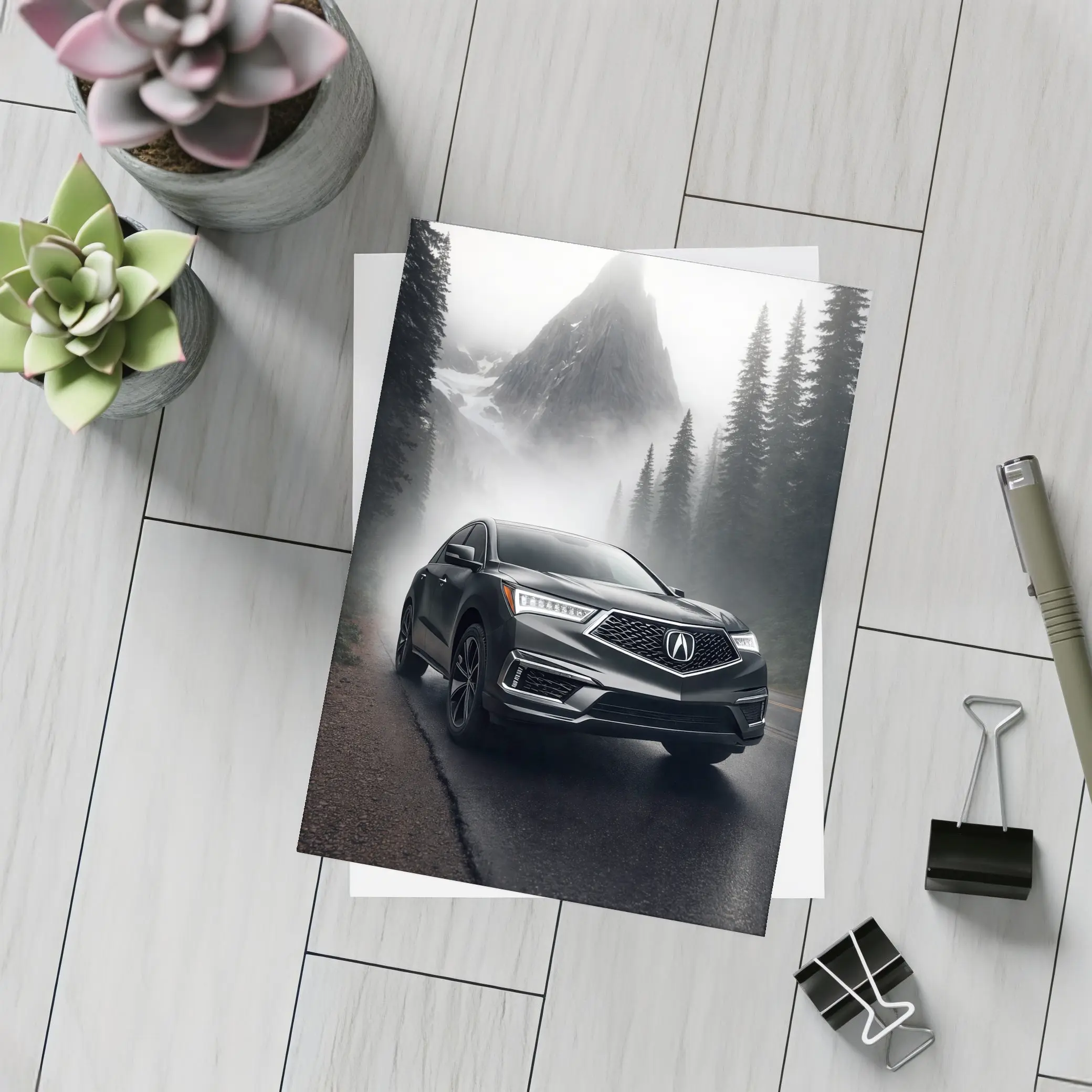 Acura RDX on Foggy Mountain Road – Postcards