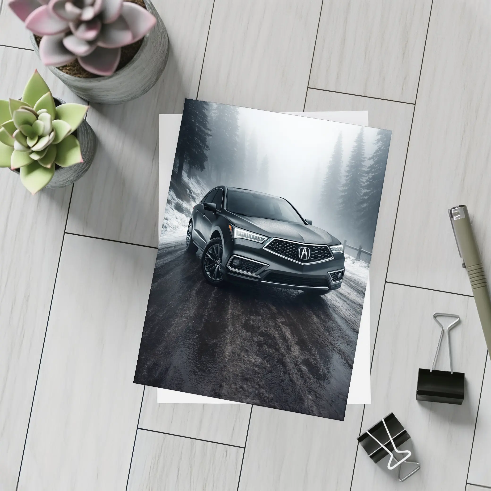 Acura RDX Dark Gray Misty Winter Road – Postcards