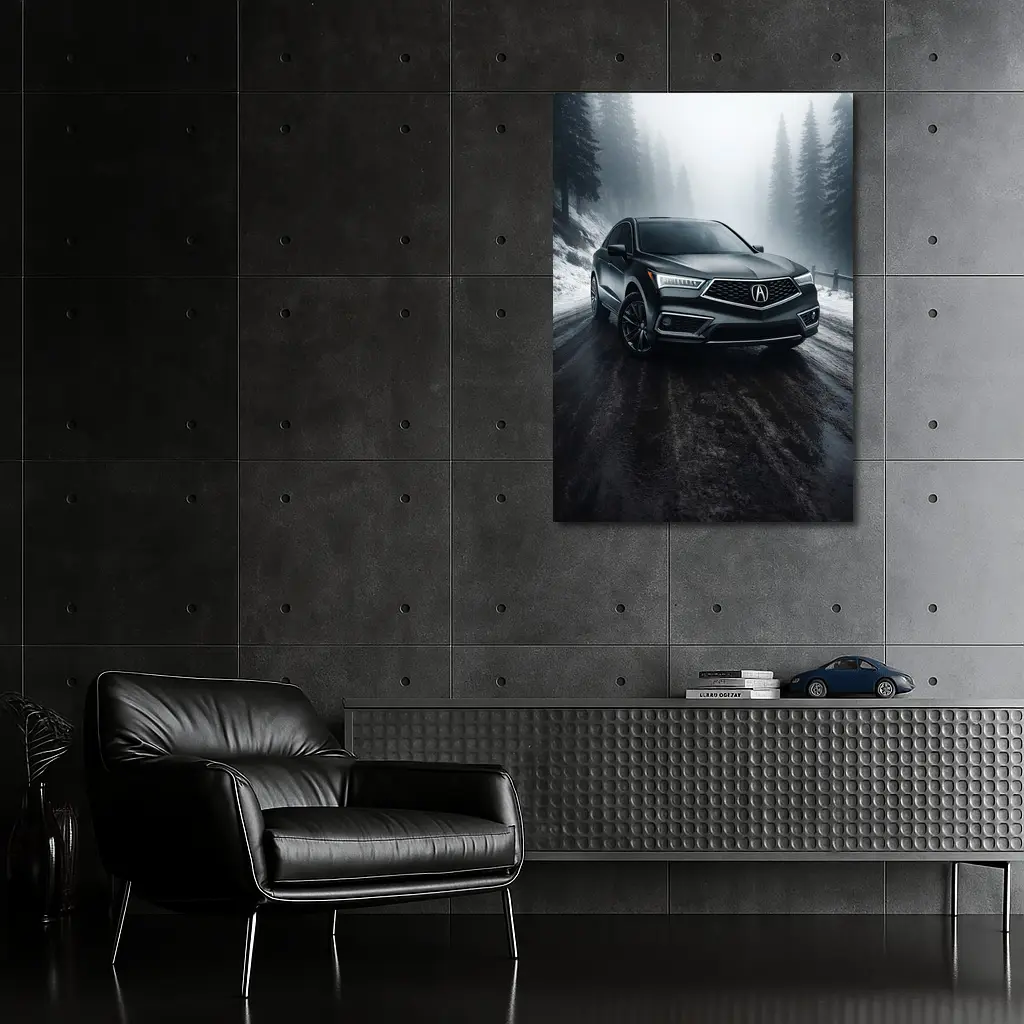Acura RDX Dark Gray Misty Winter Road – Wall Art